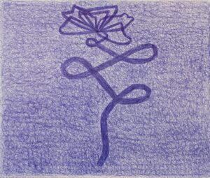 Imam, 4.Klasse, "Ohne Titel", Kugelschreiber auf Leinwand, 60x50cm