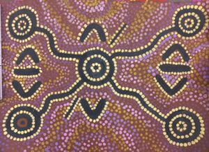 Elit, 4.Klasse, "Dreamtime Story", Dot Painting, Deckfarben auf Papier, 30x40cm